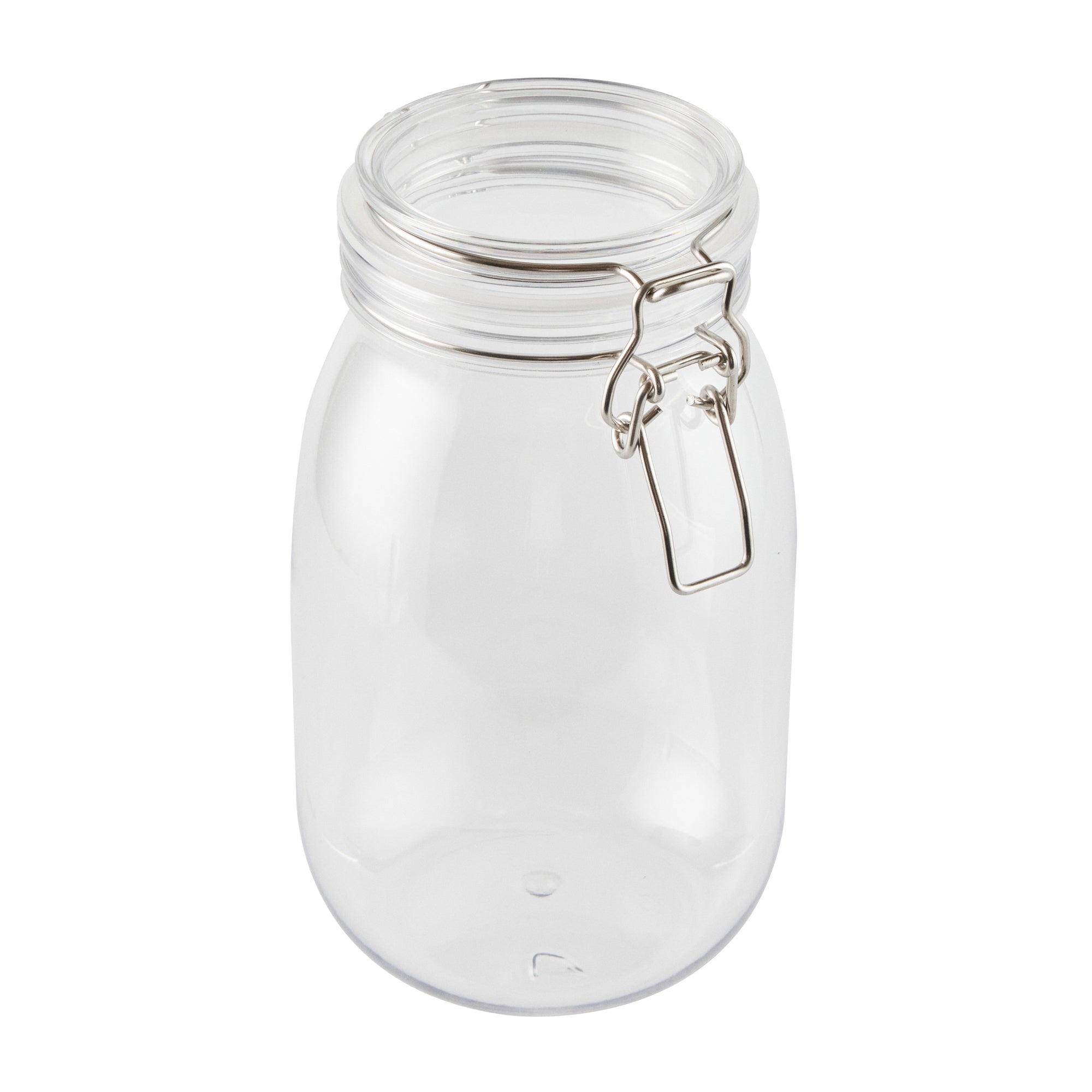 Met Lux 56 oz Round Clear Plastic Storage Jar - with Hinged Lid - 4 3/4" x 4 3/4" x 8 1/4" - 2 count box