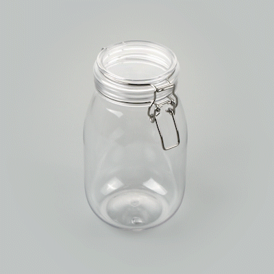 Met Lux 56 oz Round Clear Plastic Storage Jar - with Hinged Lid - 4 3/4" x 4 3/4" x 8 1/4" - 20 count box
