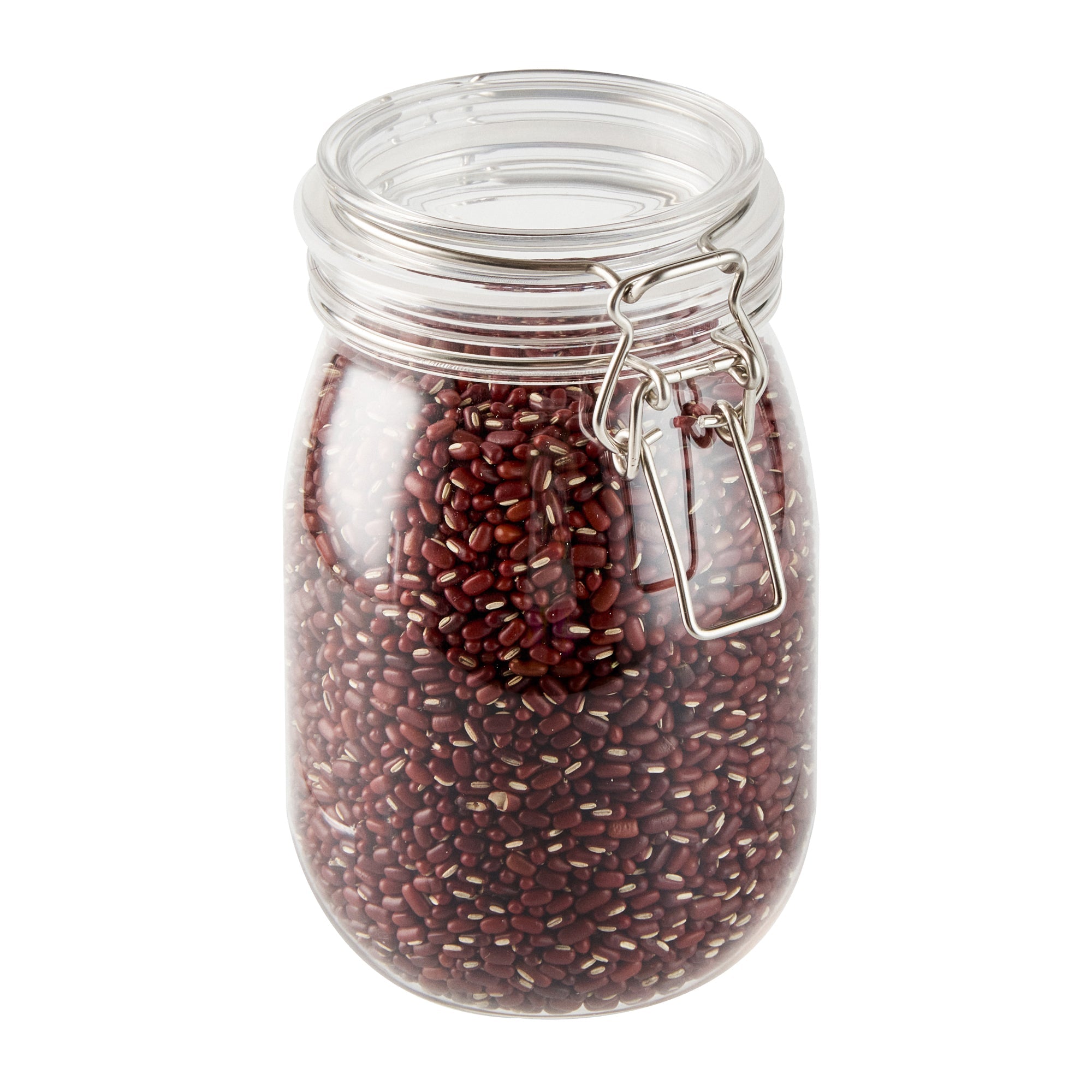 Met Lux 39 oz Round Clear Plastic Storage Jar - with Hinged Lid - 4 1/4" x 4 1/4" x 7" - 2 count box
