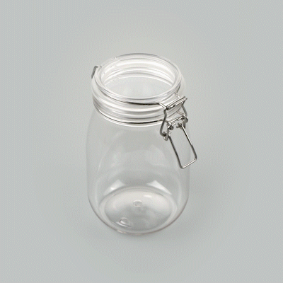 Met Lux 39 oz Round Clear Plastic Storage Jar - with Hinged Lid - 4 1/4" x 4 1/4" x 7" - 20 count box