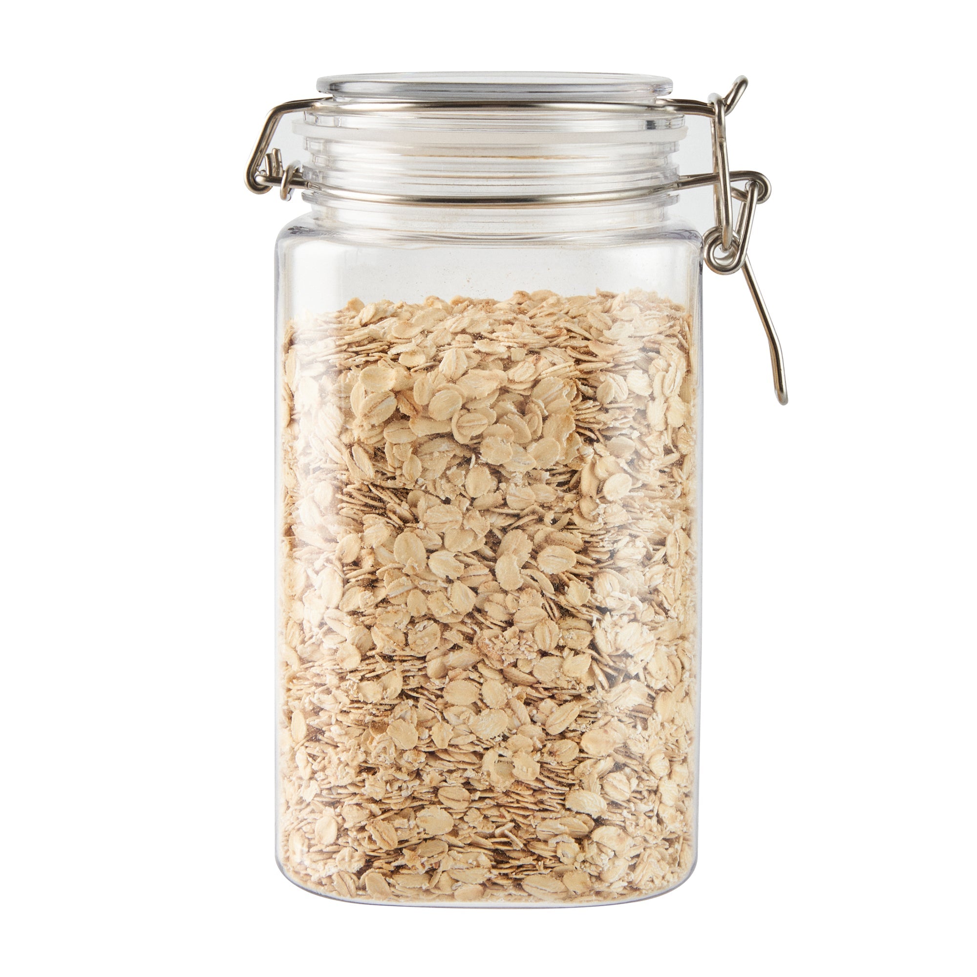 Met Lux 53 oz Square Clear Plastic Storage Jar - with Hinged Lid - 4 1/4" x 4 1/4" x 7 3/4" - 2 count box