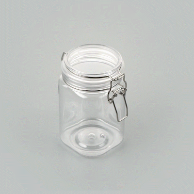 Met Lux 29 oz Square Clear Plastic Storage Jar - with Hinged Lid - 3 3/4" x 3 3/4" x 6" - 2 count box