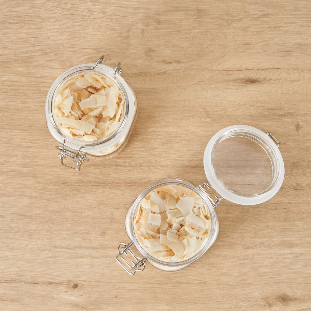 Met Lux 14 oz Square Clear Plastic Storage Jar - with Hinged Lid - 3 3/4" x 3 3/4" x 3 3/4" - 2 count box