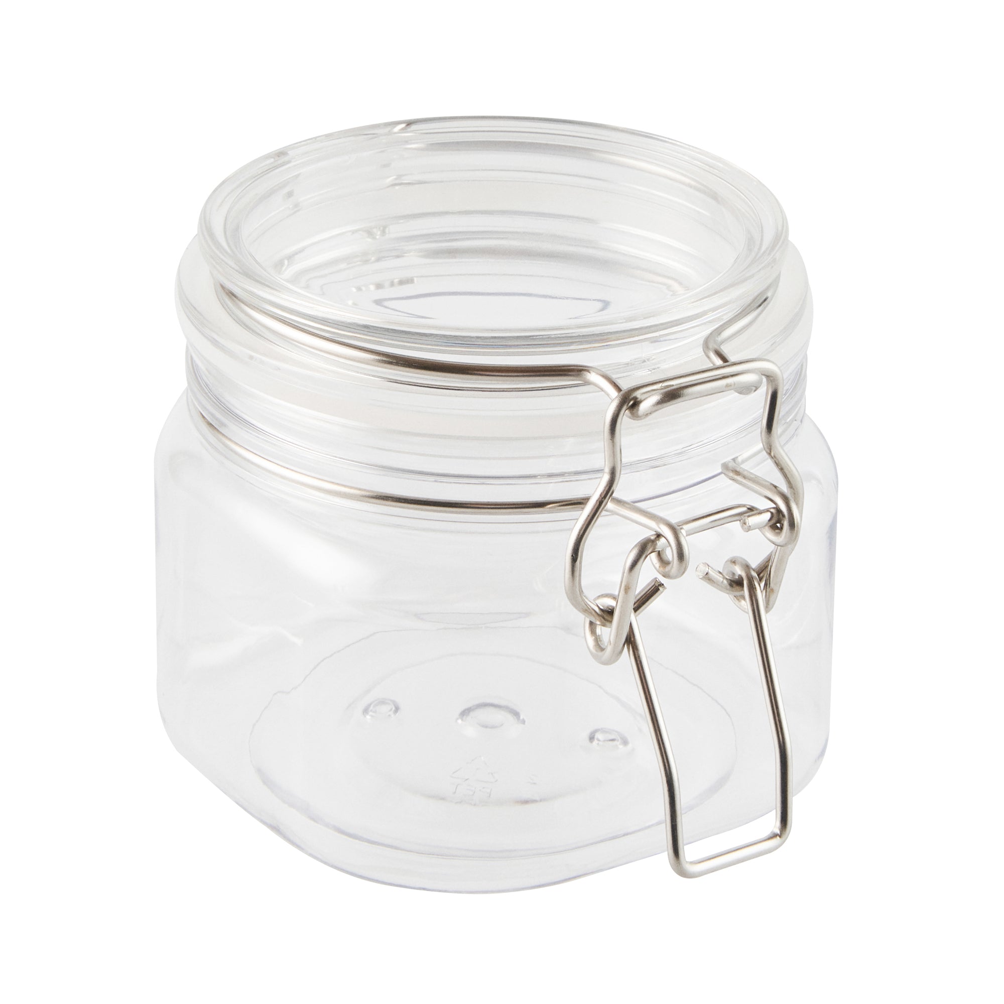 Met Lux 14 oz Square Clear Plastic Storage Jar - with Hinged Lid - 3 3/4" x 3 3/4" x 3 3/4" - 20 count box