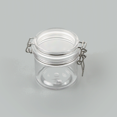 Met Lux 12 oz Round Clear Plastic Storage Jar - with Hinged Lid - 3 1/2" x 3 1/2" x 3 1/2" - 20 count box