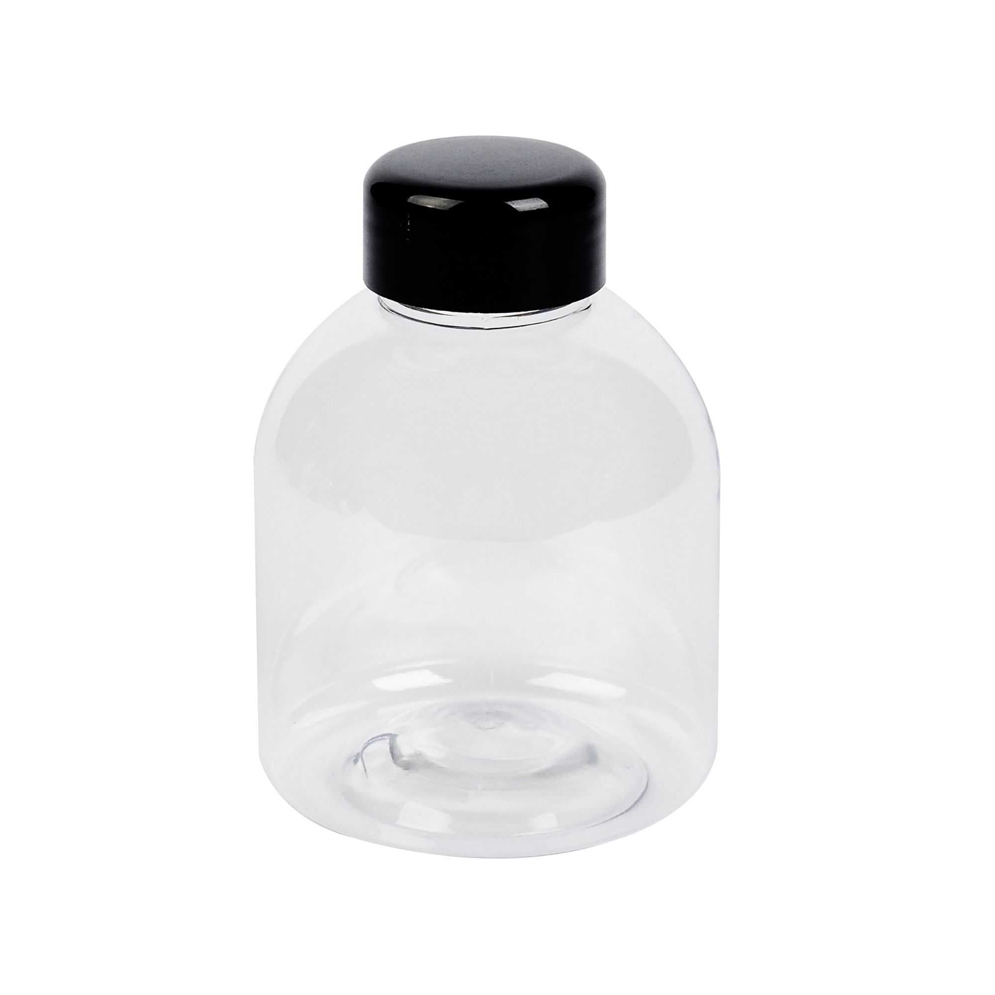 Bottle Tek 14 oz Round Clear PET Juice Bottle - with Cap - 3" x 3" x 4 1/2" - 100 count box