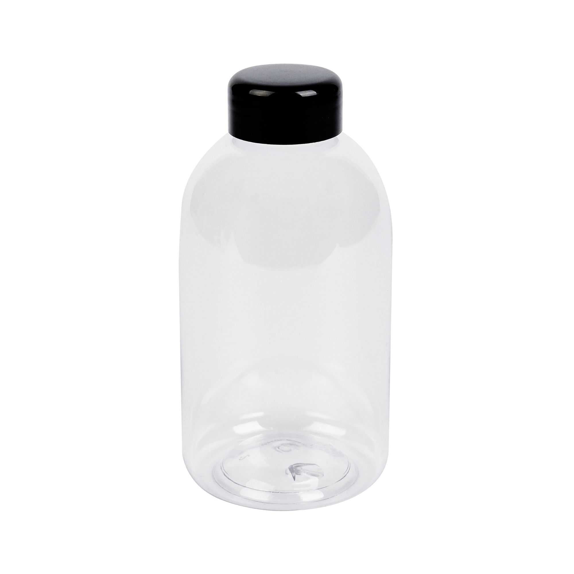 Bottle Tek 20 oz Round Clear PET Juice Bottle - with Cap - 3 " x 3" x 6 1/4" - 100 count box"