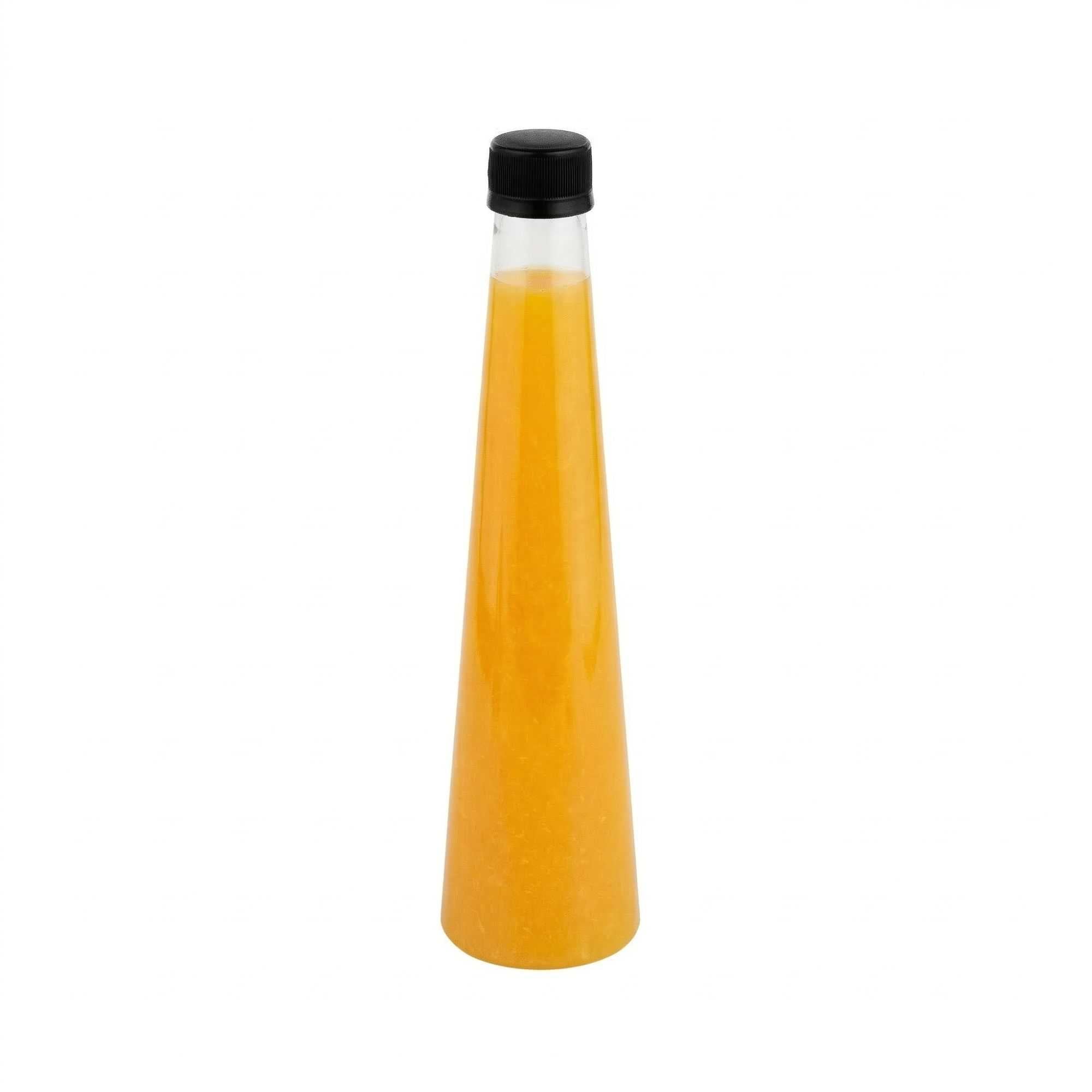 Bottle Tek 12 oz Round Clear PET Juice Bottle - with Cap - 2 1/2" x 2 1/2" x 9 3/4" - 100 count box