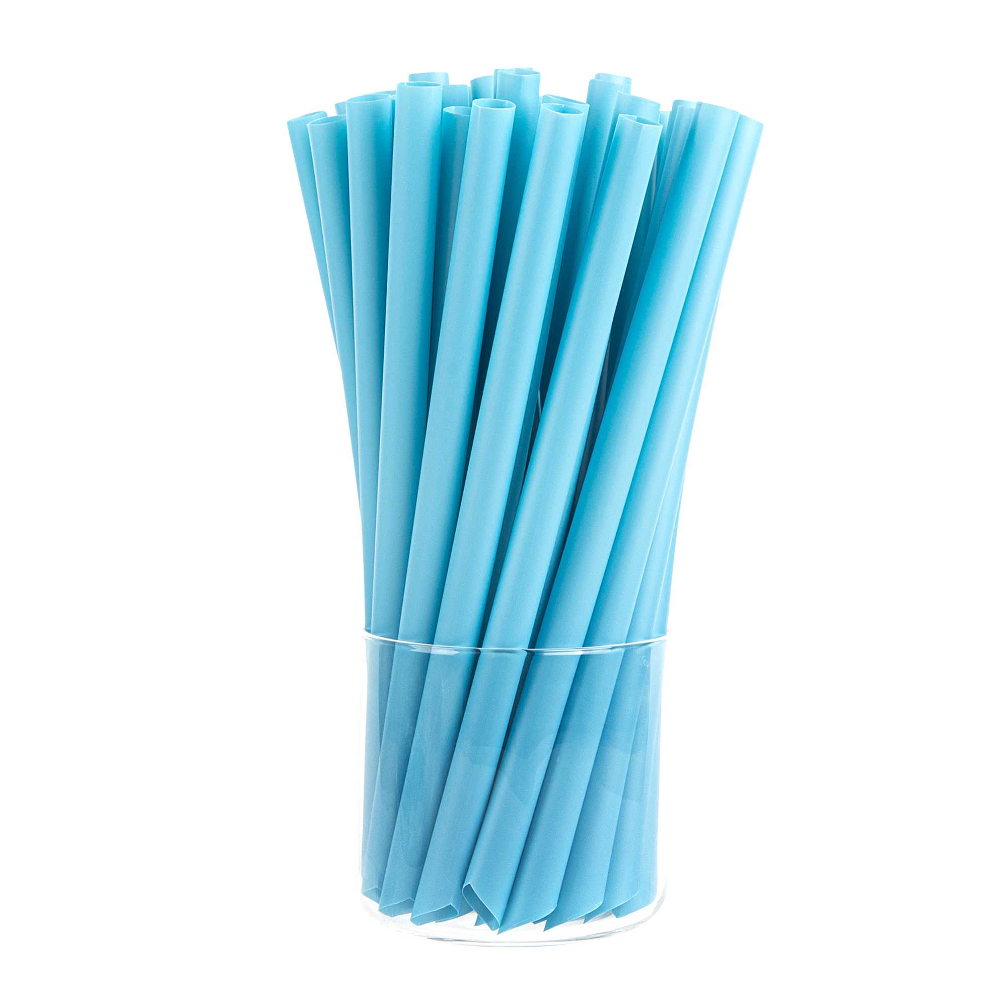 Basic Nature Blue PLA Plastic Extra Wide Boba Straw - Unwrapped, Compostable, Pointed - 9" - 100 count box