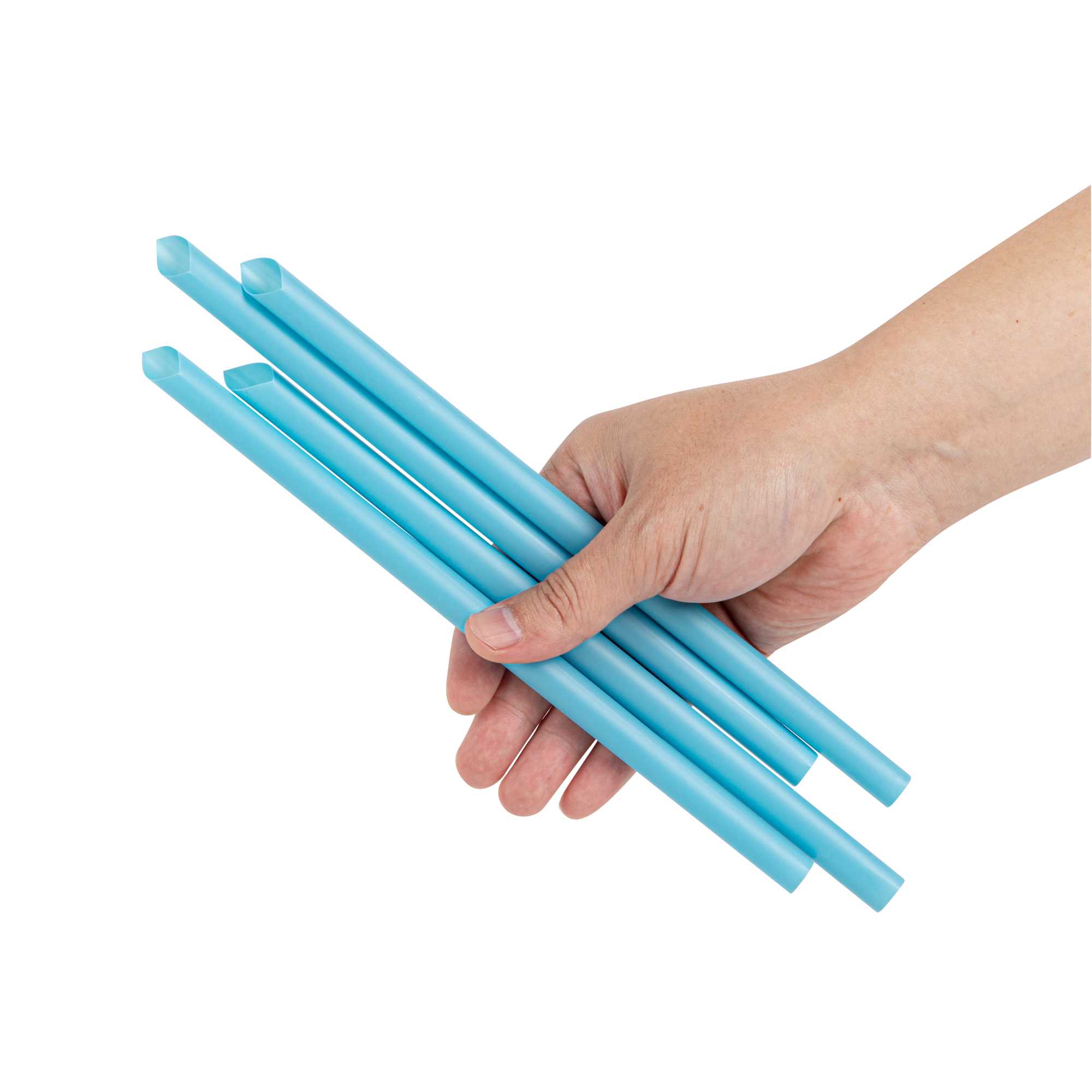 Basic Nature Blue PLA Plastic Extra Wide Boba Straw - Unwrapped, Compostable, Pointed - 9" - 100 count box