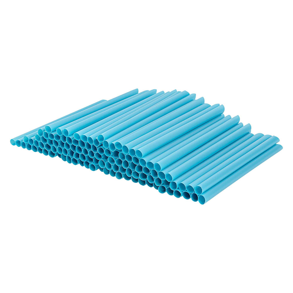 Basic Nature Blue PLA Plastic Extra Wide Boba Straw - Unwrapped, Compostable, Pointed - 9" - 100 count box