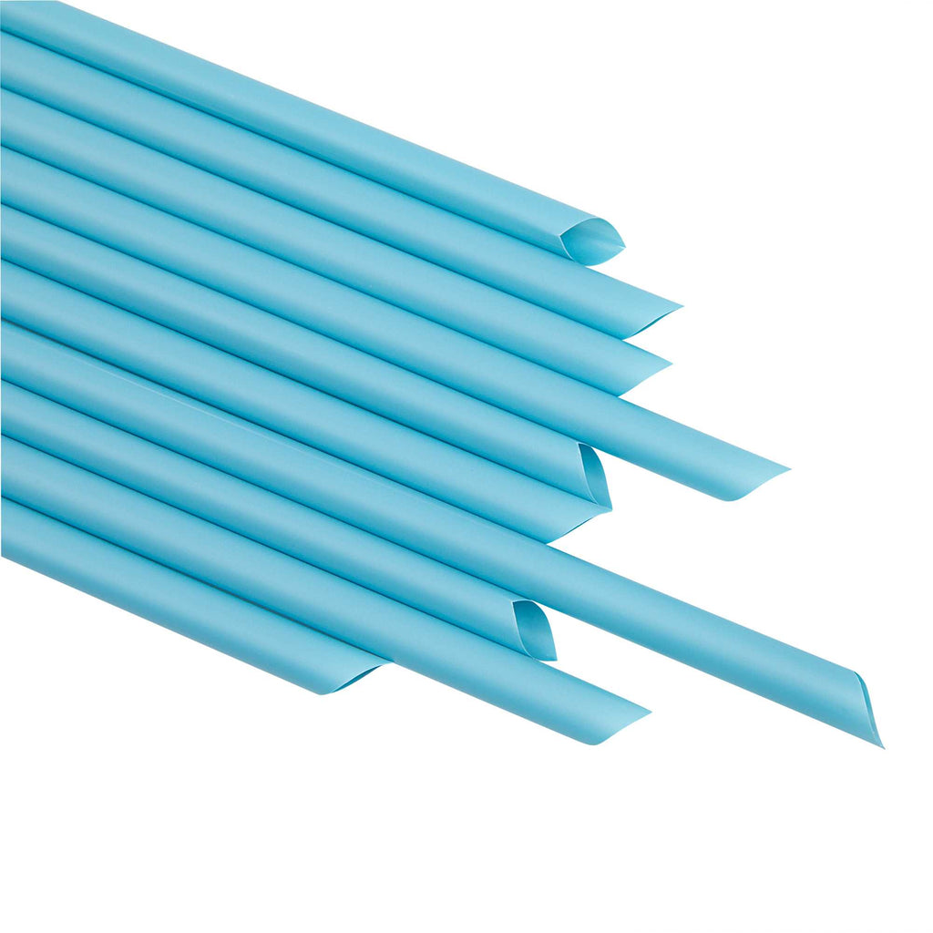 Basic Nature Blue PLA Plastic Extra Wide Boba Straw - Unwrapped, Compostable, Pointed - 9" - 100 count box