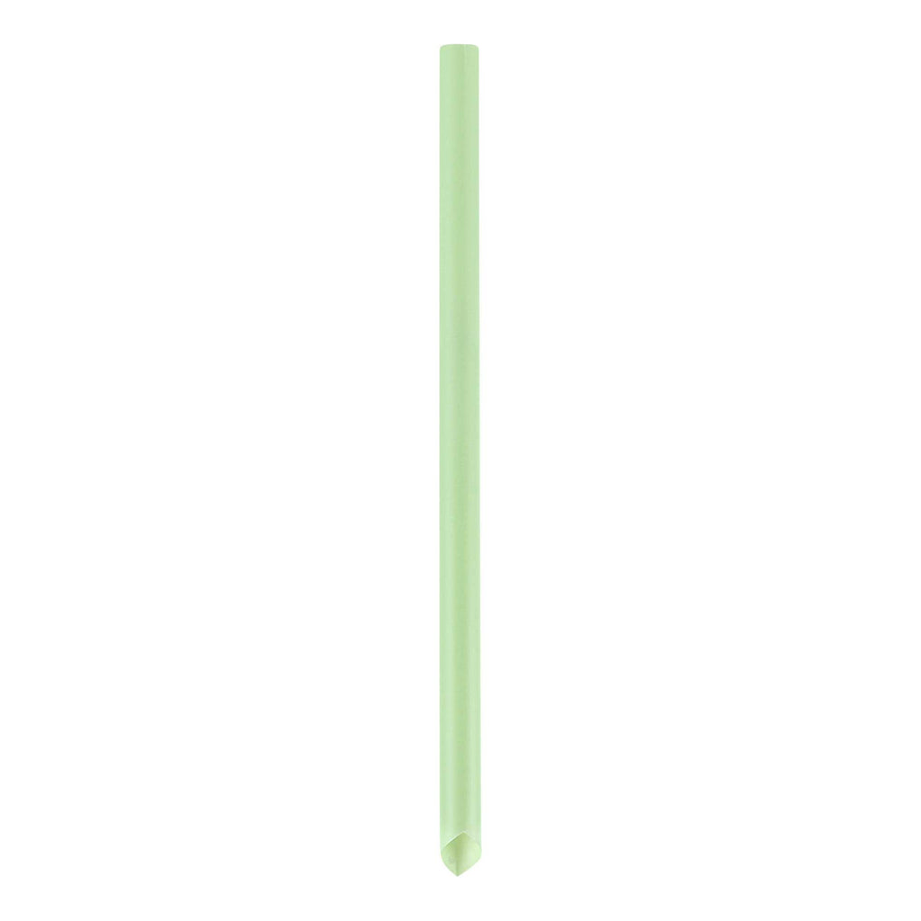 Basic Nature Green PLA Plastic Extra Wide Boba Straw - Unwrapped, Compostable, Pointed - 9" - 100 count box