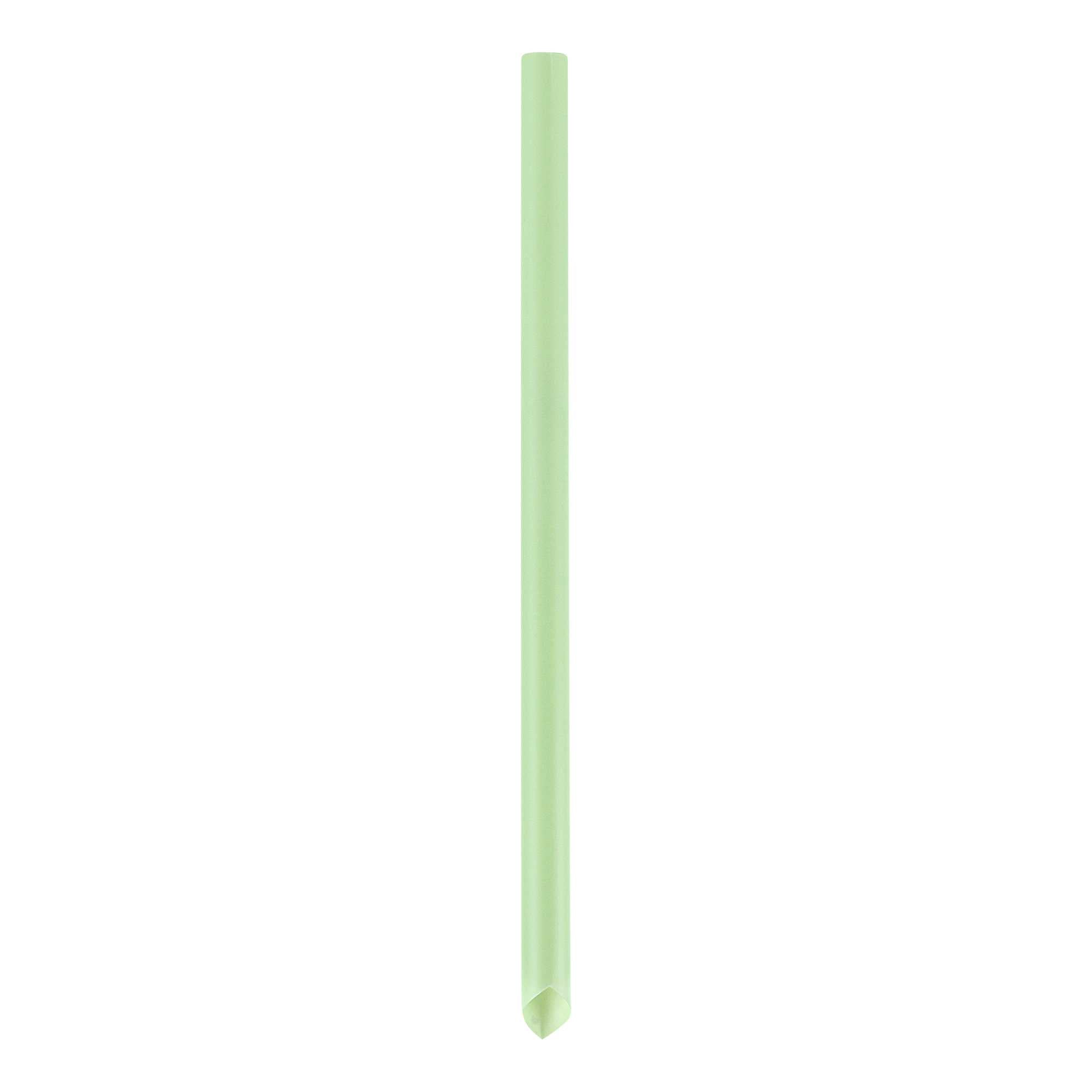 Basic Nature Green PLA Plastic Extra Wide Boba Straw - Unwrapped, Compostable, Pointed - 9" - 100 count box