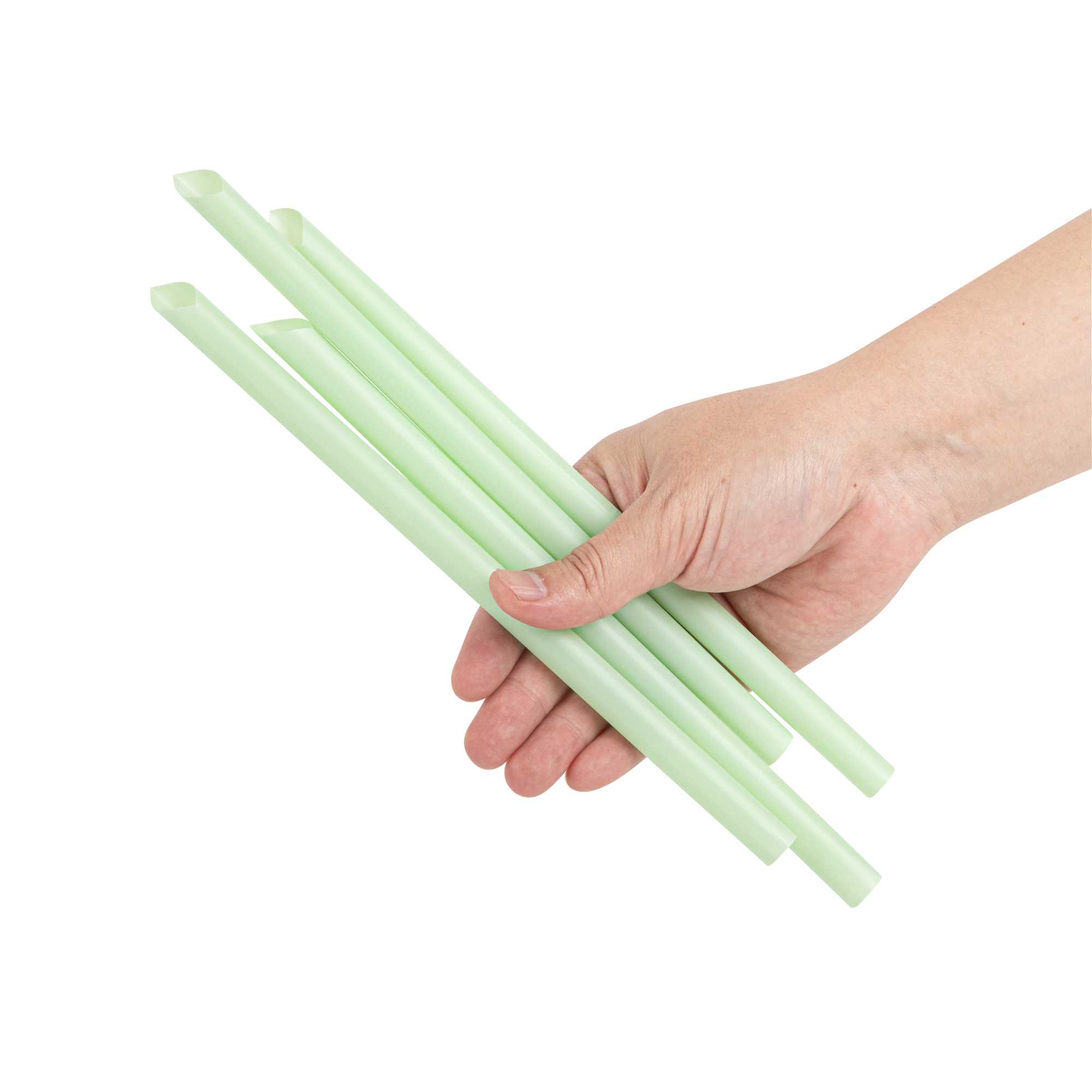 Basic Nature Green PLA Plastic Extra Wide Boba Straw - Unwrapped, Compostable, Pointed - 9" - 100 count box