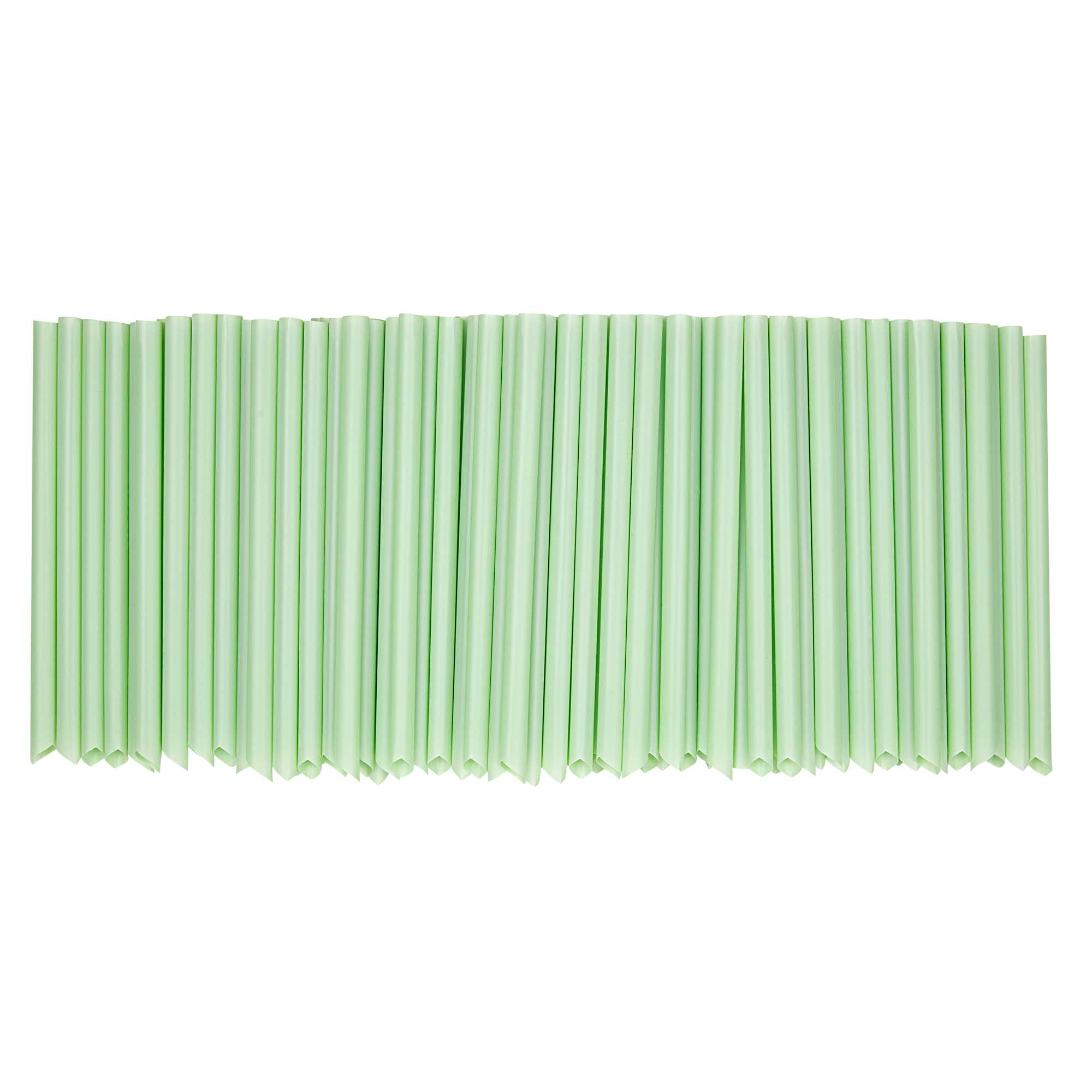 Basic Nature Green PLA Plastic Extra Wide Boba Straw - Unwrapped, Compostable, Pointed - 9" - 100 count box