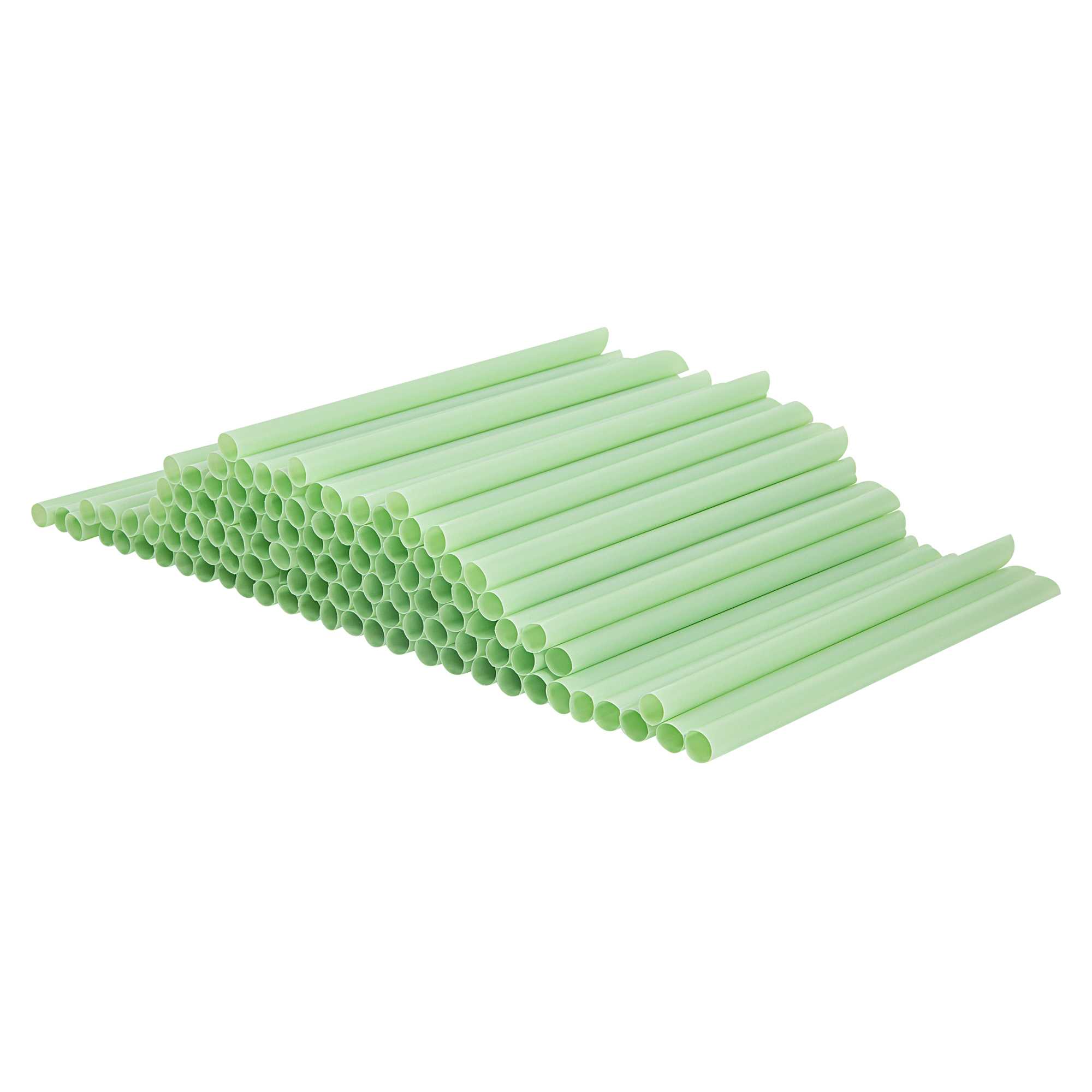 Basic Nature Green PLA Plastic Extra Wide Boba Straw - Unwrapped, Compostable, Pointed - 9" - 100 count box