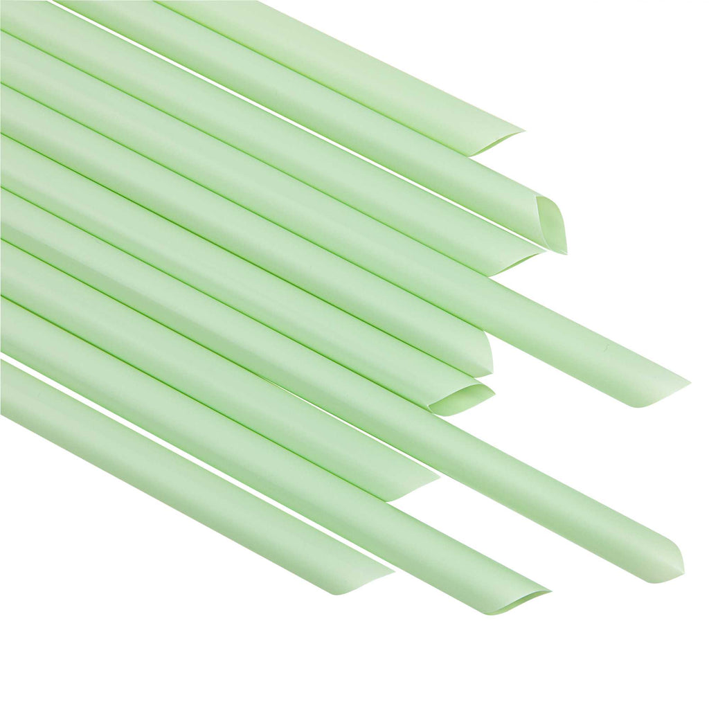 Basic Nature Green PLA Plastic Extra Wide Boba Straw - Unwrapped, Compostable, Pointed - 9" - 100 count box