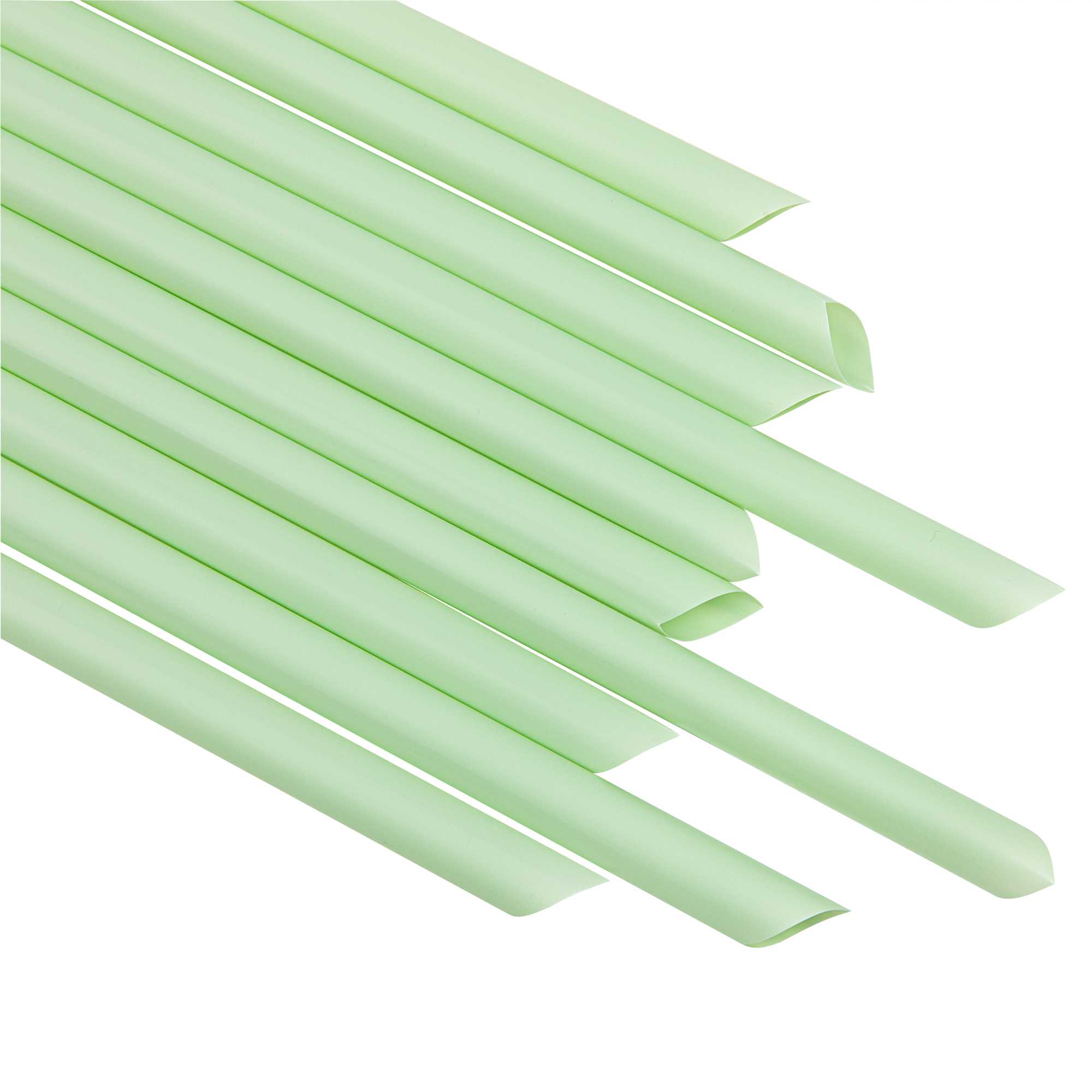Basic Nature Green PLA Plastic Extra Wide Boba Straw - Unwrapped, Compostable, Pointed - 9" - 100 count box
