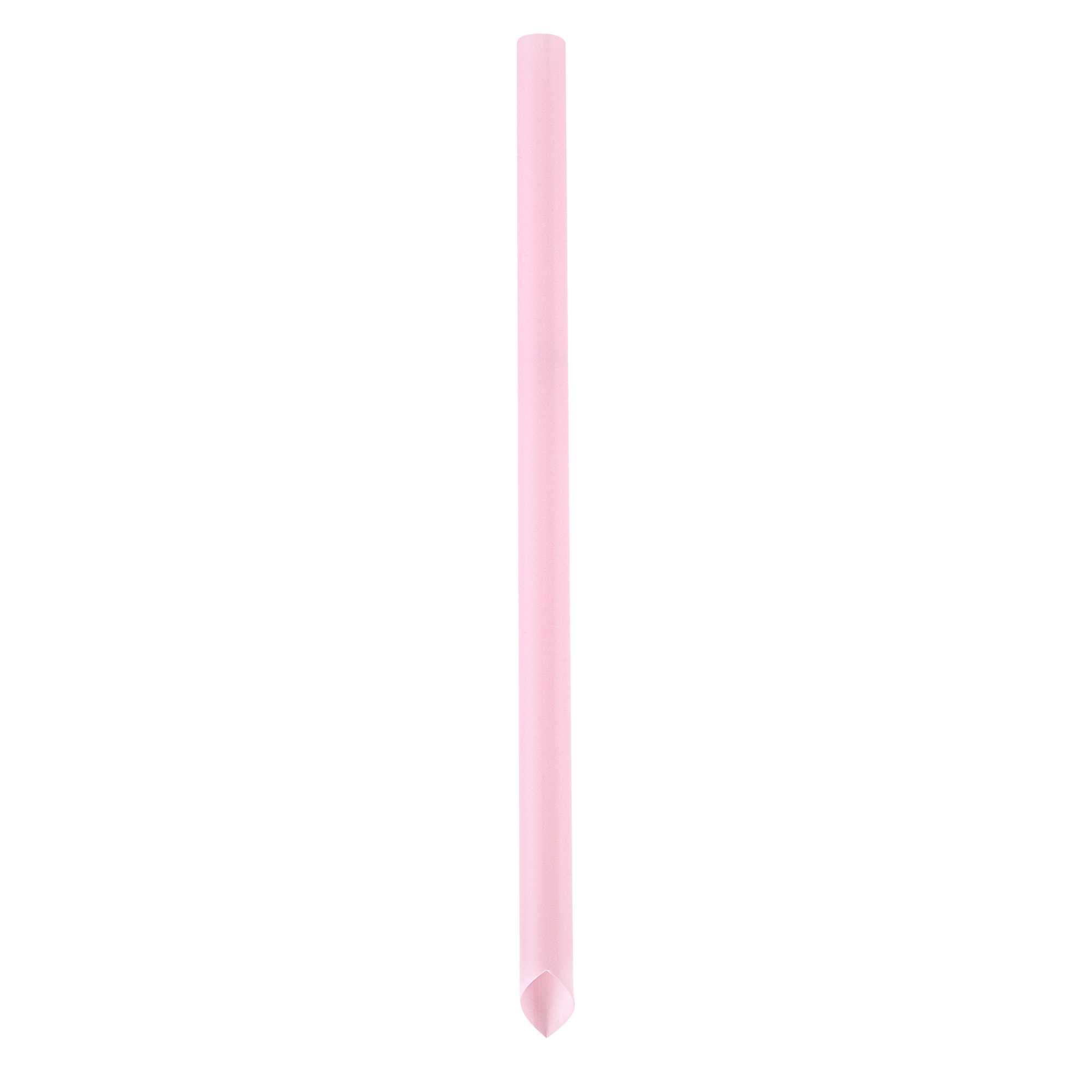 Basic Nature Pink PLA Plastic Extra Wide Boba Straw - Unwrapped, Compostable, Pointed - 9" - 100 count box