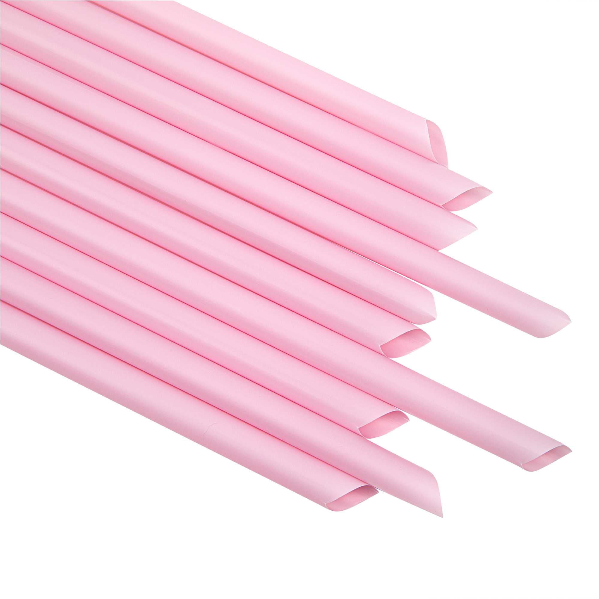 Basic Nature Pink PLA Plastic Extra Wide Boba Straw - Unwrapped, Compostable, Pointed - 9" - 100 count box