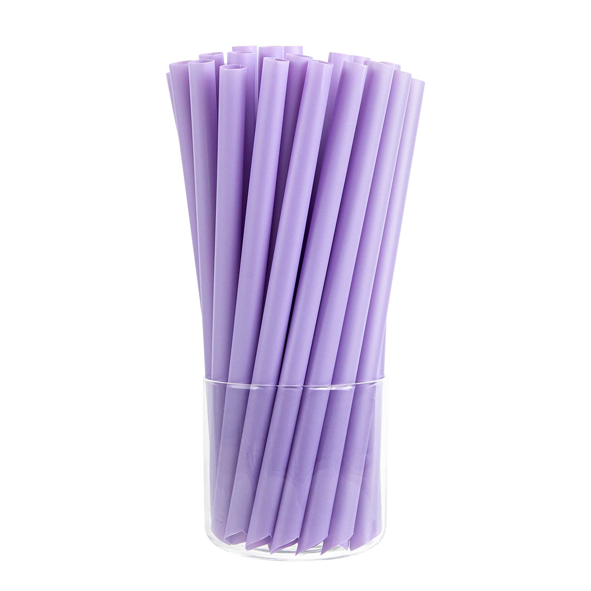 Basic Nature Purple PLA Plastic Extra Wide Boba Straw - Unwrapped, Compostable, Pointed - 9" - 100 count box