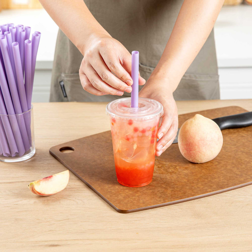 Basic Nature Purple PLA Plastic Extra Wide Boba Straw - Unwrapped, Compostable, Pointed - 9" - 100 count box