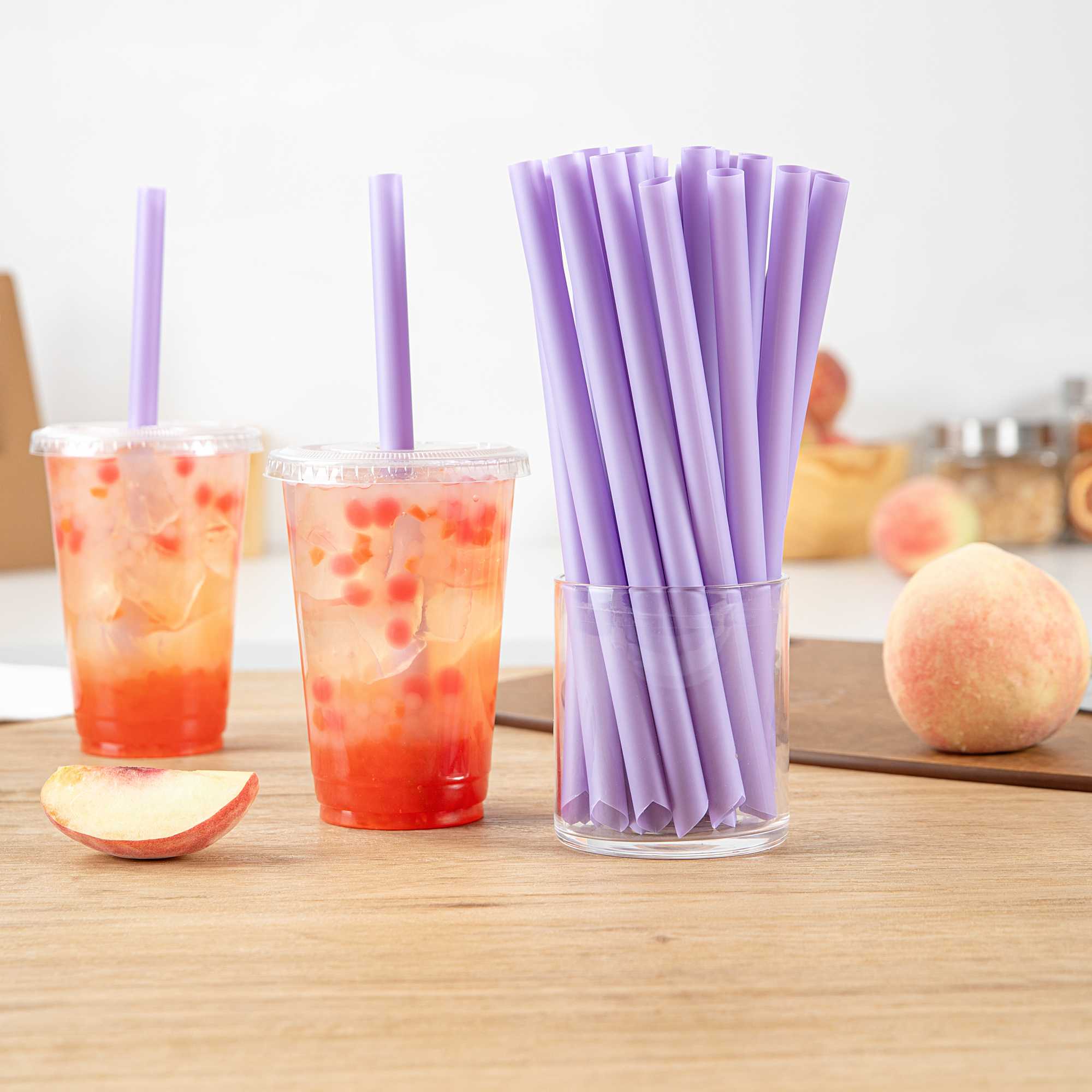 Basic Nature Purple PLA Plastic Extra Wide Boba Straw - Unwrapped, Compostable, Pointed - 9" - 100 count box