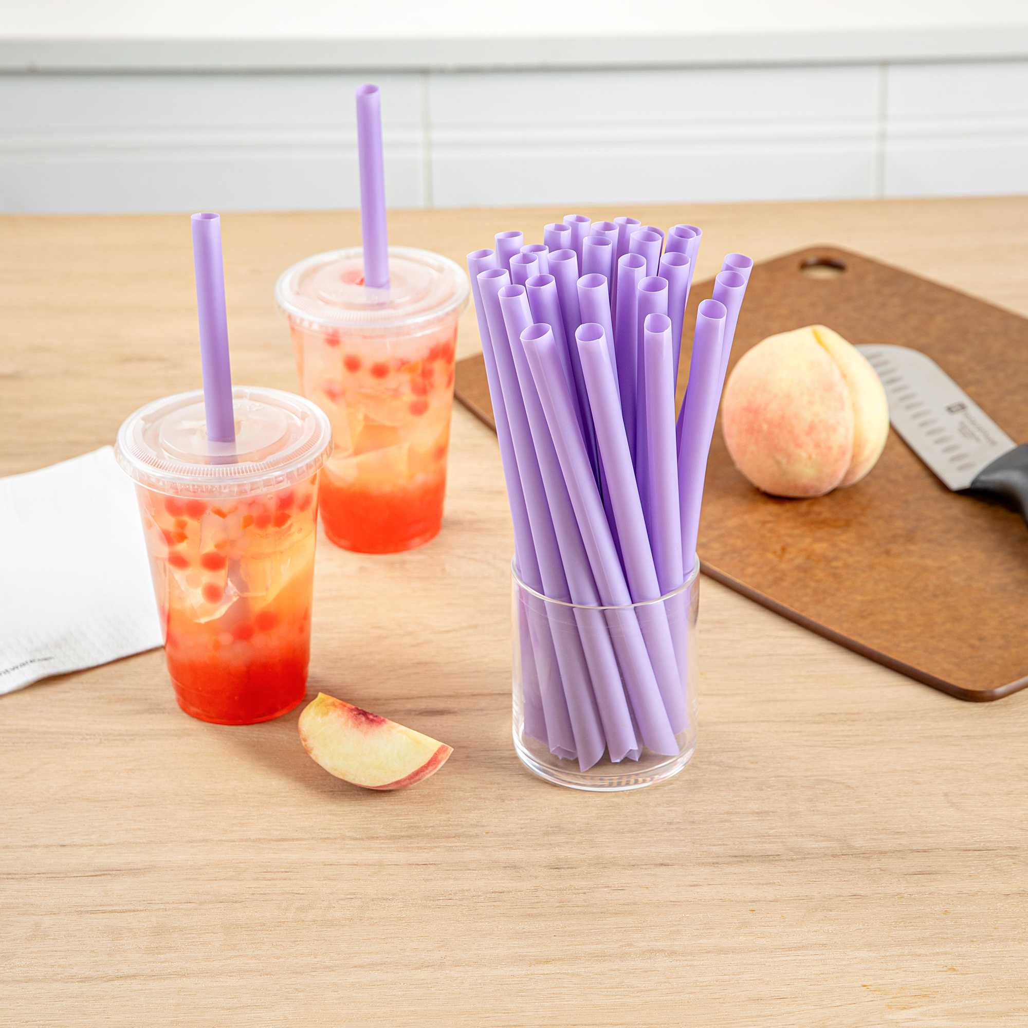 Basic Nature Purple PLA Plastic Extra Wide Boba Straw - Unwrapped, Compostable, Pointed - 9" - 100 count box