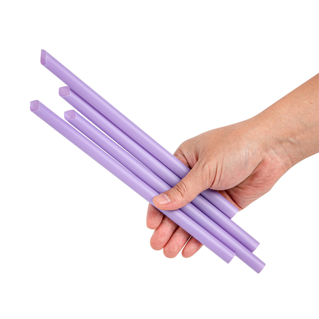 Basic Nature Purple PLA Plastic Extra Wide Boba Straw - Unwrapped, Compostable, Pointed - 9" - 1000 count box