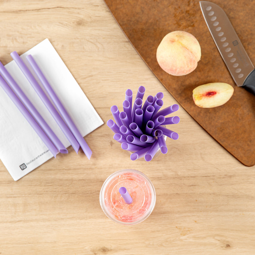 Basic Nature Purple PLA Plastic Extra Wide Boba Straw - Unwrapped, Compostable, Pointed - 9" - 1000 count box