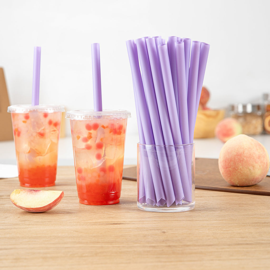 Basic Nature Purple PLA Plastic Extra Wide Boba Straw - Unwrapped, Compostable, Pointed - 9" - 1000 count box