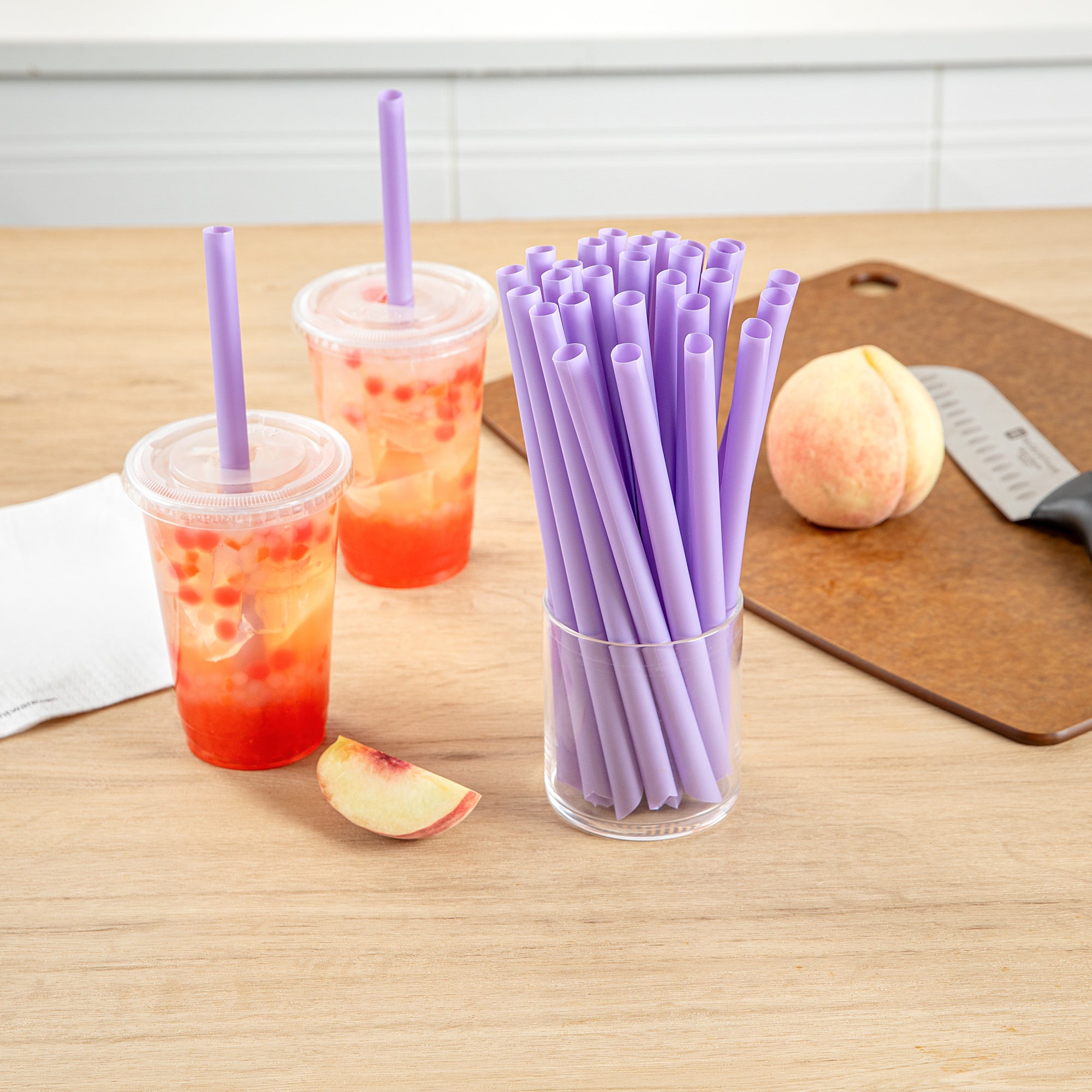 Basic Nature Purple PLA Plastic Extra Wide Boba Straw - Unwrapped, Compostable, Pointed - 9" - 1000 count box