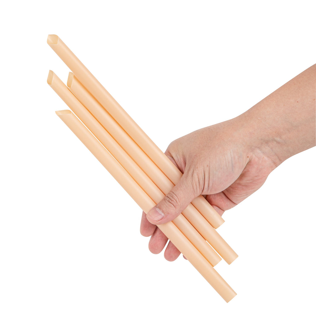 Basic Nature Orange PLA Plastic Extra Wide Boba Straw - Unwrapped, Compostable, Pointed - 9" - 100 count box