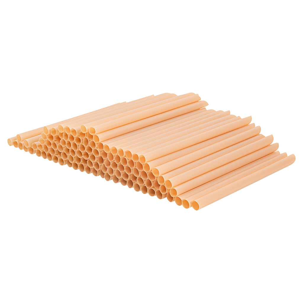 Basic Nature Orange PLA Plastic Extra Wide Boba Straw - Unwrapped, Compostable, Pointed - 9" - 100 count box