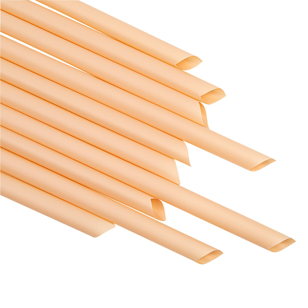 Basic Nature Orange PLA Plastic Extra Wide Boba Straw - Unwrapped, Compostable, Pointed - 9" - 1000 count box