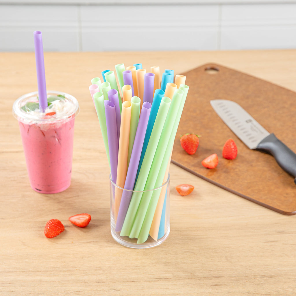 Basic Nature Assorted PLA Plastic Straw - Unwrapped, Compostable, Pointed - 9" - 100 count box