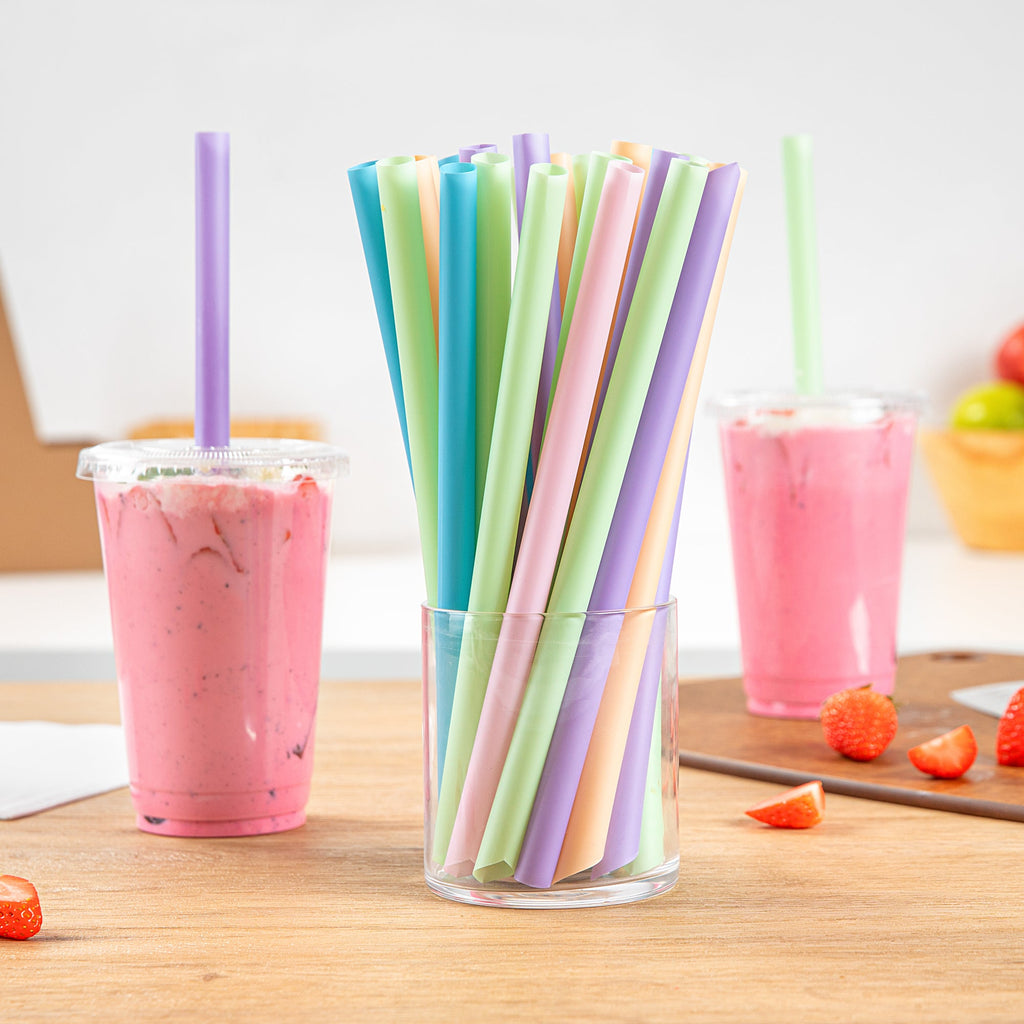 Basic Nature Assorted PLA Plastic Straw - Unwrapped, Compostable, Pointed - 9" - 1000 count box