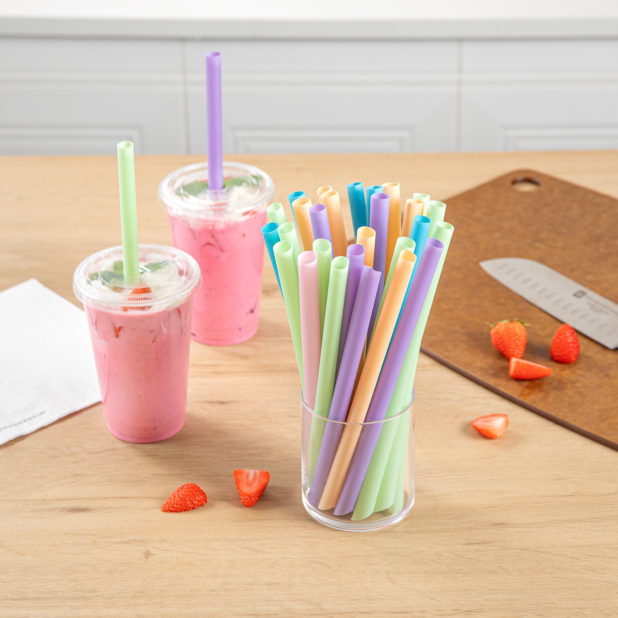 Basic Nature Assorted PLA Plastic Straw - Unwrapped, Compostable, Pointed - 9" - 1000 count box