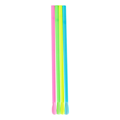 Basic Nature Assorted PLA Plastic Spoon Straw - Unwrapped, Compostable - 8" - 100 count box