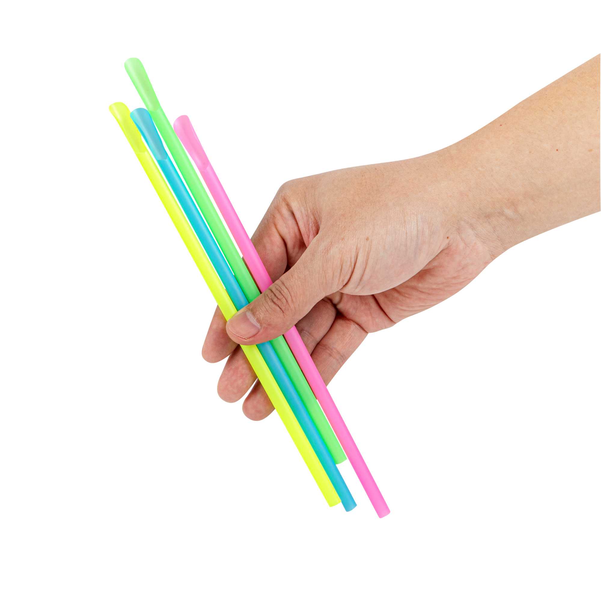 Basic Nature Assorted PLA Plastic Spoon Straw - Unwrapped, Compostable - 8" - 100 count box