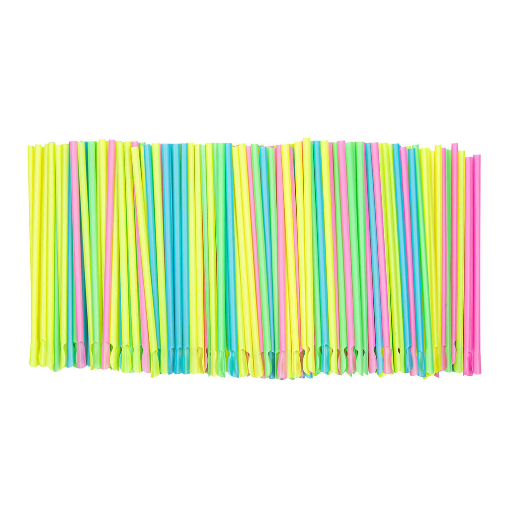 Basic Nature Assorted PLA Plastic Spoon Straw - Unwrapped, Compostable - 8" - 100 count box