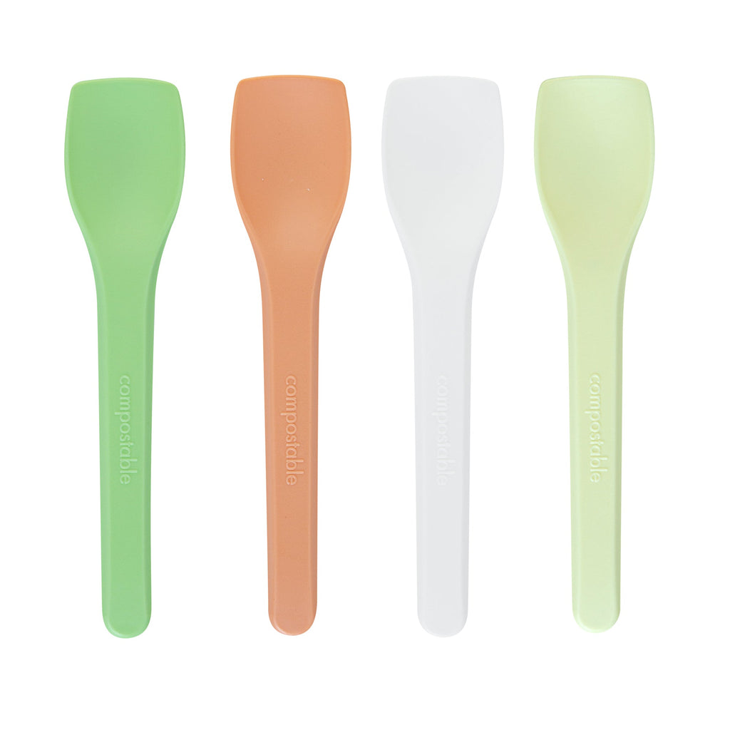 Basic Nature Assorted CPLA Plastic Ice Cream Spoon - Heat-Resistant, Compostable - 4" - 1000 count box