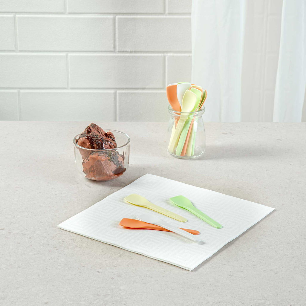 Basic Nature Assorted CPLA Plastic Ice Cream Spoon - Heat-Resistant, Compostable - 4" - 100 count box