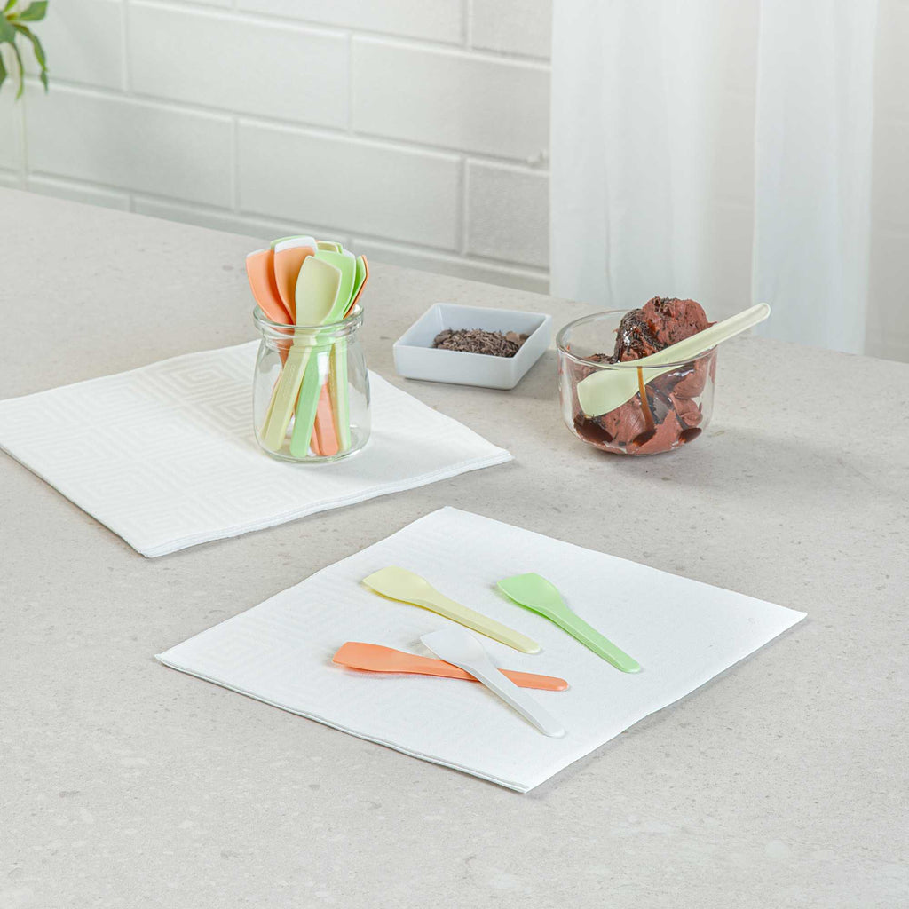 Basic Nature Assorted CPLA Plastic Ice Cream Spoon - Heat-Resistant, Compostable - 4" - 100 count box