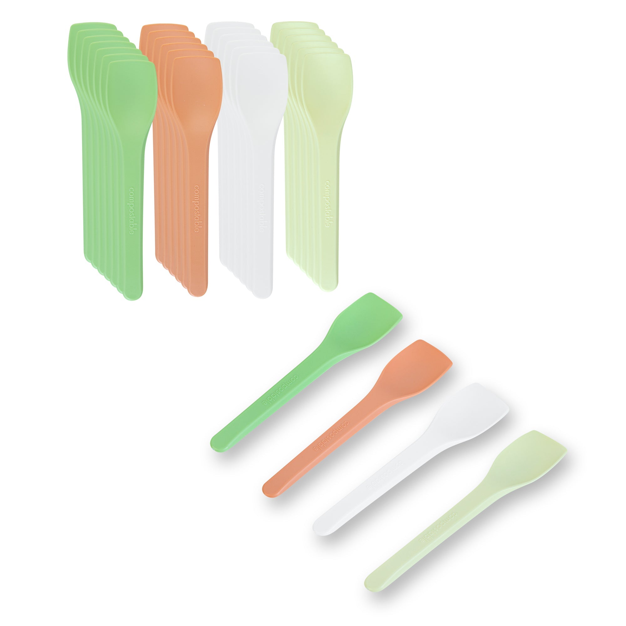 Basic Nature Assorted CPLA Plastic Ice Cream Spoon - Heat-Resistant, Compostable - 4" - 1000 count box