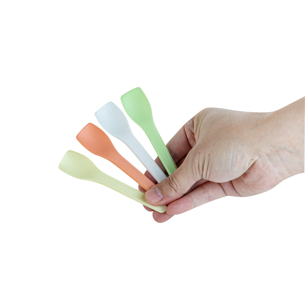 Basic Nature Assorted CPLA Plastic Ice Cream Spoon - Heat-Resistant, Compostable - 4" - 1000 count box