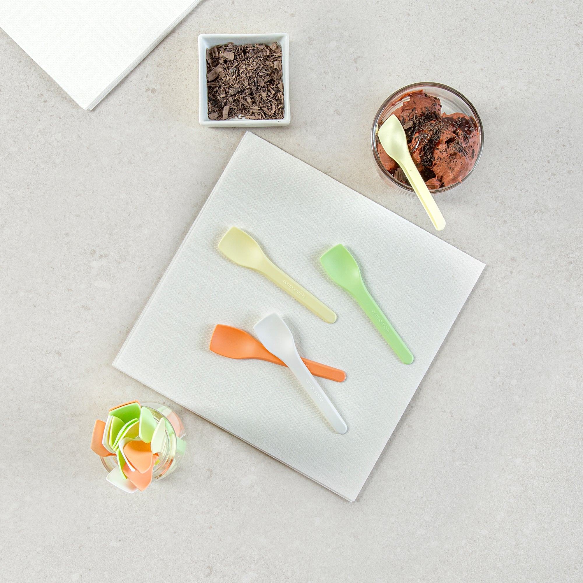 Basic Nature Assorted CPLA Plastic Ice Cream Spoon - Heat-Resistant, Compostable - 4" - 1000 count box