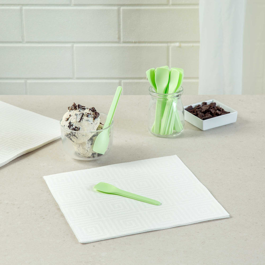 Basic Nature Green CPLA Plastic Ice Cream Spoon - Heat-Resistant, Compostable - 4" - 100 count box