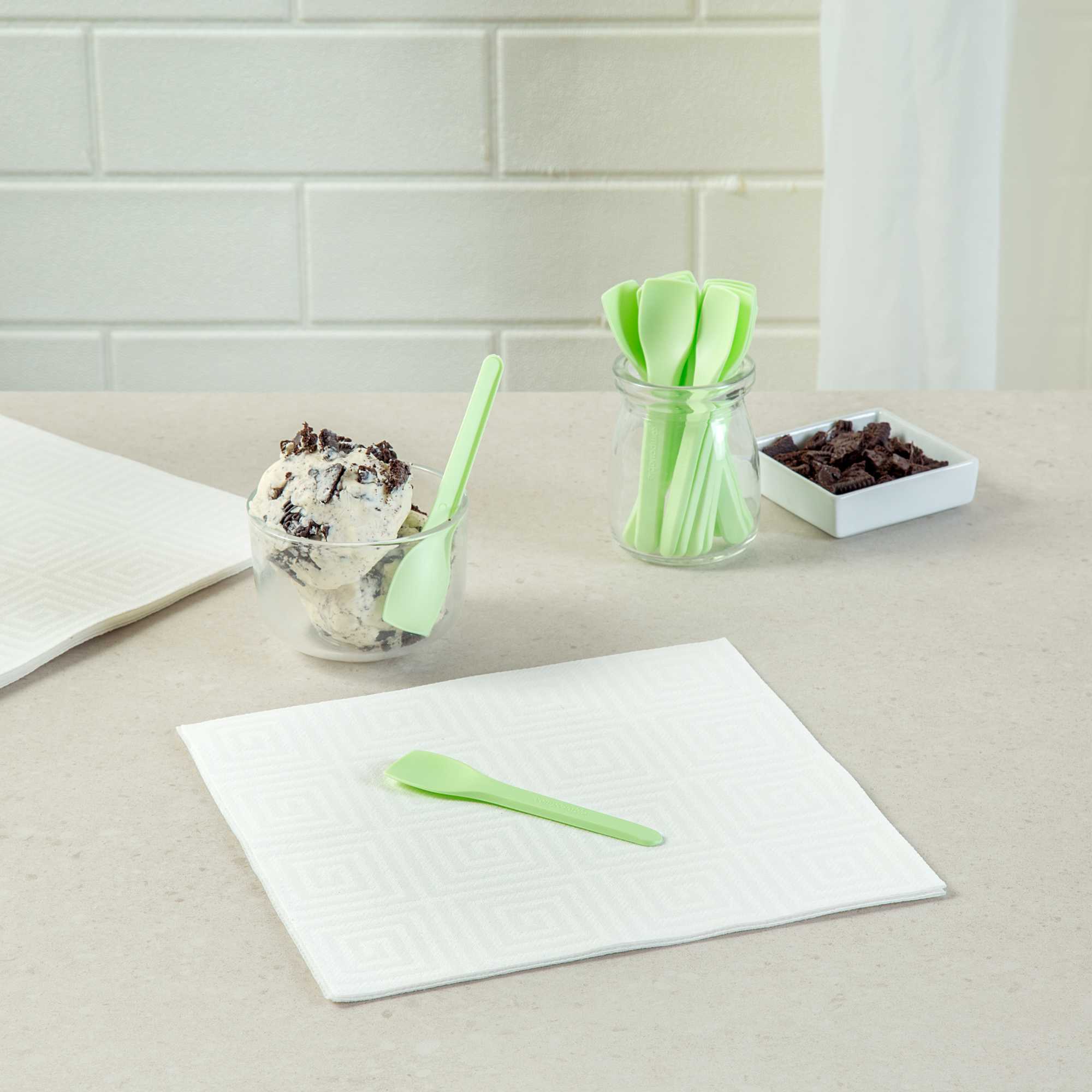 Basic Nature Green CPLA Plastic Ice Cream Spoon - Heat-Resistant, Compostable - 4" - 100 count box